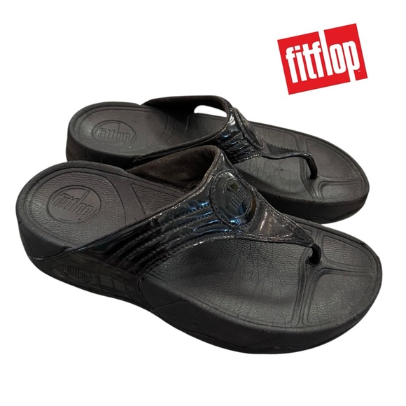 FitFlop Walkstar 3 SN 029-001 Black Comfort Flip Flop Sandals 5 - Picture 1 of 7